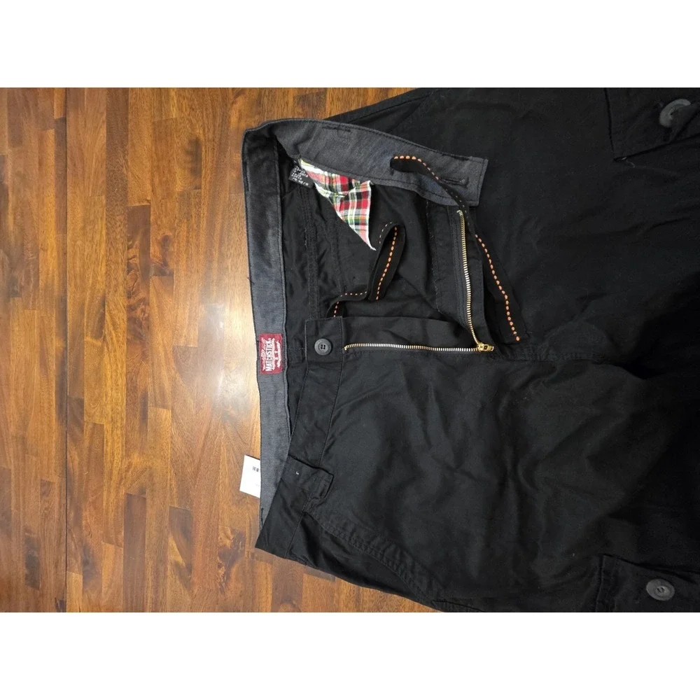 Matchstick Mens Cargo Black Pants Size 42 Straight Leg Cotton